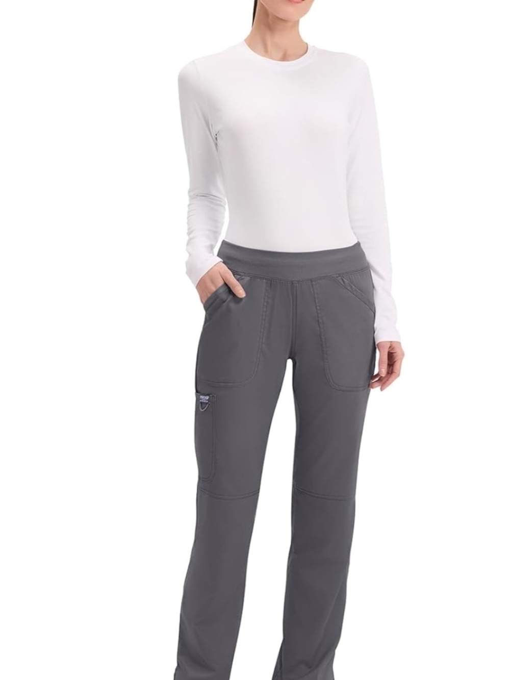 Closet Clearance!! Cherokee Wide Leg Scrub Pants in Dark Gray with Pockets